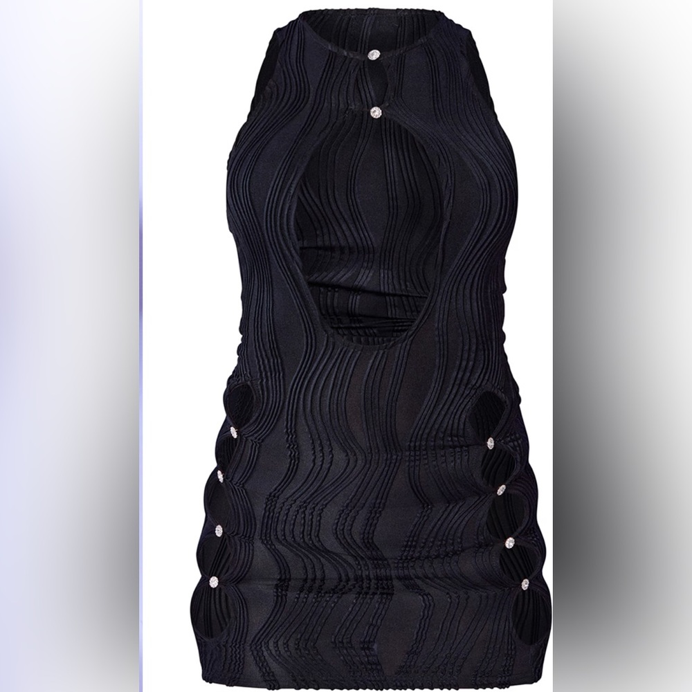 Prettylittlething CRINKLE CUT OUT SLEEVELESS BODYCON DRESS